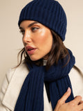 Napoli (navy blue) - Italian 100% cashmere ribbed scarf (unisex) 10
