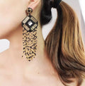 Black and Gold Tassel Drop Earrings 1