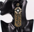 Black and Gold Tassel Drop Earrings 2