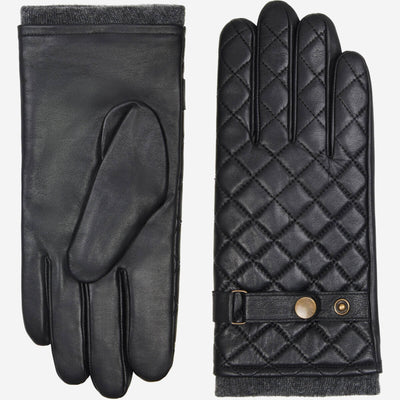 Sebastian (black) – Sheepskin leather gloves with snap closure & touchscreen feature, by Leather Gloves Online