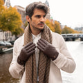 Sebastian (brown) – Sheepskin leather gloves with snap closure & touchscreen feature 4