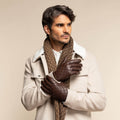Sebastian (brown) – Sheepskin leather gloves with snap closure & touchscreen feature 6