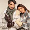 Sebastian (brown) – Sheepskin leather gloves with snap closure & touchscreen feature 7