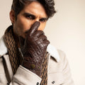 Sebastian (brown) – Sheepskin leather gloves with snap closure & touchscreen feature 9