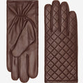 Selena (brown) – Sheepskin leather gloves with diamond pattern and touchscreen feature 1