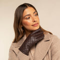 Selena (brown) – Sheepskin leather gloves with diamond pattern and touchscreen feature 10