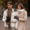Selena (brown) – Sheepskin leather gloves with diamond pattern and touchscreen feature 9