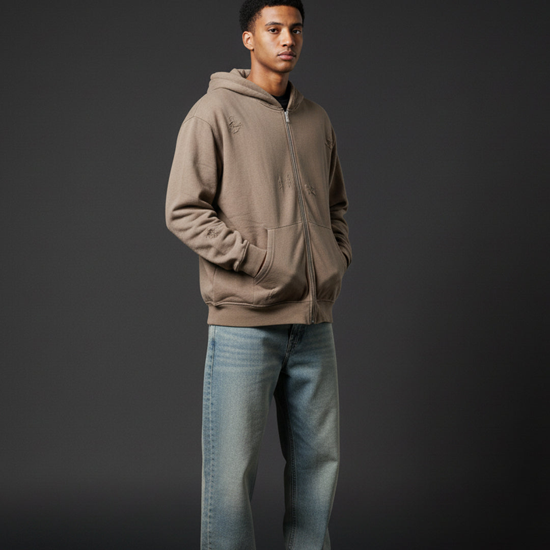 Shoe Grey Distress Oversized Zipper