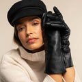 Skylar (black) – Extra-long sheepskin leather gloves with wool/cashmere lining & touchscreen capability 3
