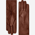 Skylar (brown) – Extra-long sheepskin leather gloves with wool/cashmere lining & touchscreen capability 1