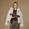 Skylar (brown) – Extra-long sheepskin leather gloves with wool/cashmere lining & touchscreen capability 4
