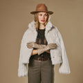 Skylar (taupe) – Extra-long sheepskin leather gloves with wool/cashmere lining & touchscreen capability 4