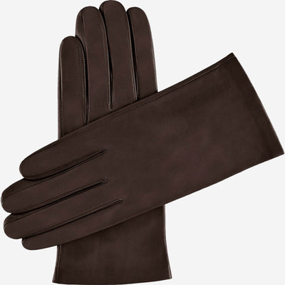Sofia (dark brown) - Italian lambskin leather gloves with silk lining, by Leather Gloves Online