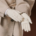 Sofia (white) - Italian lambskin leather gloves with silk lining 5