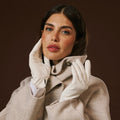 Sofia (white) - Italian lambskin leather gloves with silk lining 6