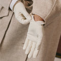 Sofia (white) - Italian lambskin leather gloves with silk lining 7