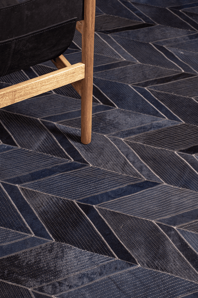 Special Herringbone – Handcrafted Designer Cowhide Rug, by Homelosophy