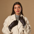Stella (dark brown) – Sheepskin leather gloves with ultra-warm fleece lining & touchscreen functionality 6