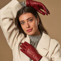 Stella (red) – Sheepskin leather gloves with ultra-warm fleece lining & touchscreen functionality 4
