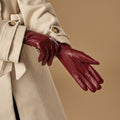 Stella (red) – Sheepskin leather gloves with ultra-warm fleece lining & touchscreen functionality 5