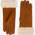 Sydney (camel) – Suede leather gloves with luxurious sheep fur lining 1