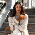 Sydney (camel) – Suede leather gloves with luxurious sheep fur lining 5