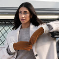 Sydney (camel) – Suede leather gloves with luxurious sheep fur lining 8