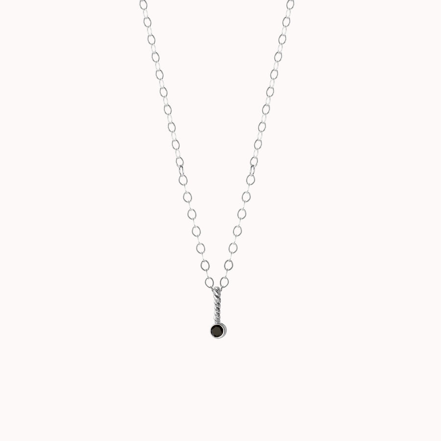 Tiny Lou Birthstone Charm Necklace • Black Onyx