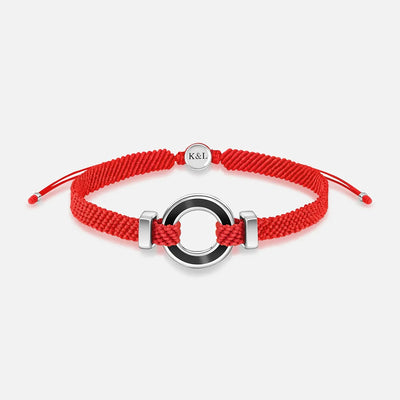 Hopeful Intuition Black Onyx Karma Circle Red String Bracelet