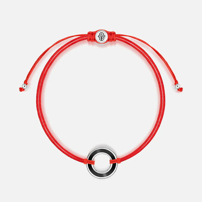 Spiritual Connection Black Enamel Karma Circle Red String Bracelet