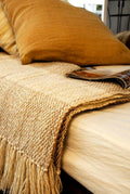 Camel Stripes Wool Blend Blanket 8