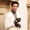 Umberto (brown) - Italian lambskin leather driving gloves & touchscreen feature 2