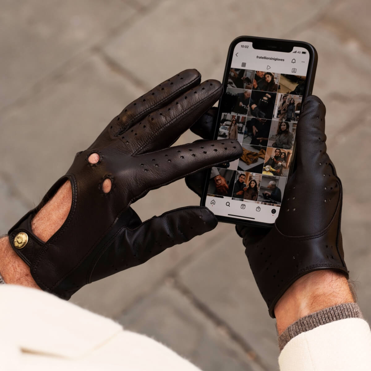 Umberto (hunter brown) - Italian lambskin leather driving gloves & touchscreen feature
