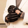Umberto (brown) - Italian lambskin leather driving gloves & touchscreen feature 4