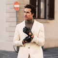 Umberto (black) - Italian lambskin leather driving gloves & touchscreen feature 5