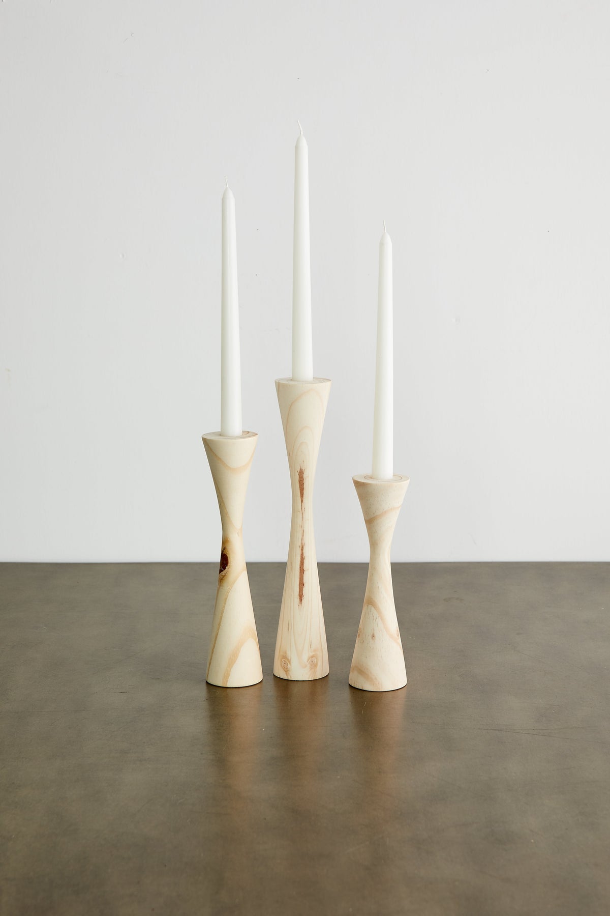 Geo Tapered Wooden Candlestick Holder