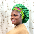 Sharifah Satin Double-layer Bonnet with African Print Tie 2
