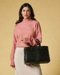 Valentina (black) - Italian calf leather women's handbag (with shoulder strap) 2