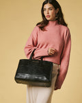 Valentina (black) - Italian calf leather women's handbag (with shoulder strap) 3