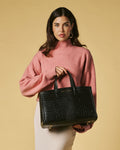 Valentina (black) - Italian calf leather women's handbag (with shoulder strap) 7