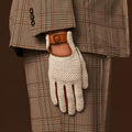 Valeria (cognac) - Hand-sewn Italian crochet driving gloves from lambskin leather 7