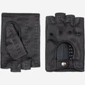 Vincenzo (black) - Fingerless Italian driving gloves made of American deerskin leather 1