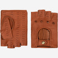Vincenzo (brown) - Fingerless Italian driving gloves made of American deerskin leather 1
