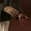 Violetta (brown) - Italian tweed women's gloves with touchscreen capability and adjustable snap button 8