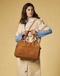 Viviana (cognac) - Italian suede leather women’s handbag 7