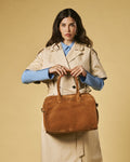 Viviana (cognac) - Italian suede leather women’s handbag 8