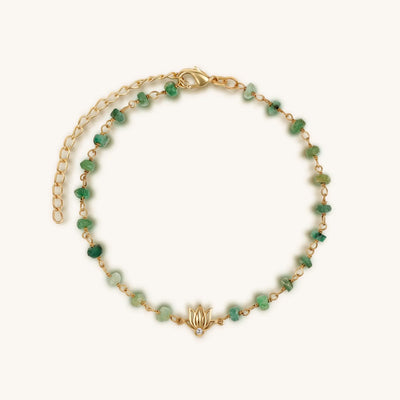 Focused Serenity Ombre Emerald Lotus Charm Bracelet, by Karma and Luck