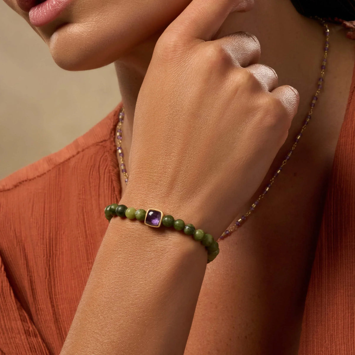 Karmic Elevation Jade & Amethyst Bracelet
