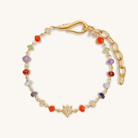 Invigorated Life Multi Stone Chakra Lotus Charm Bracelet