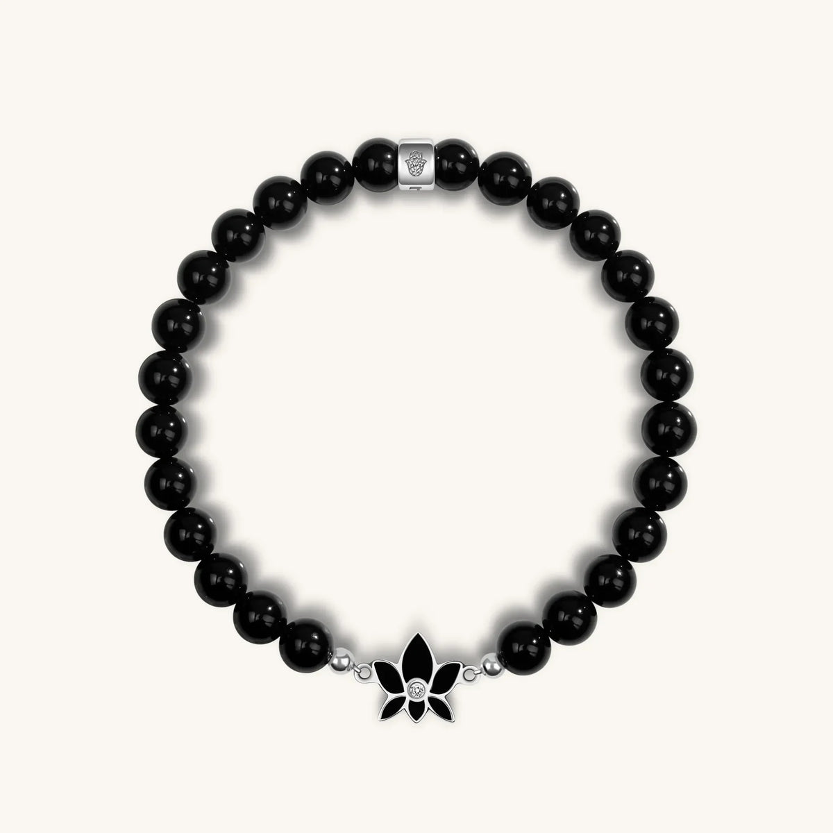 Bloom & Blossom - Black Onyx Lotus Diamond Bracelet